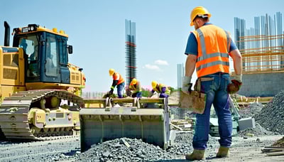 Skilled contractors working on a construction site with modern tools